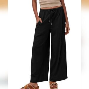 NWT Faleave Linen Palazzo Pants Summer Wide Leg High Waist Casual Lounge Pant.